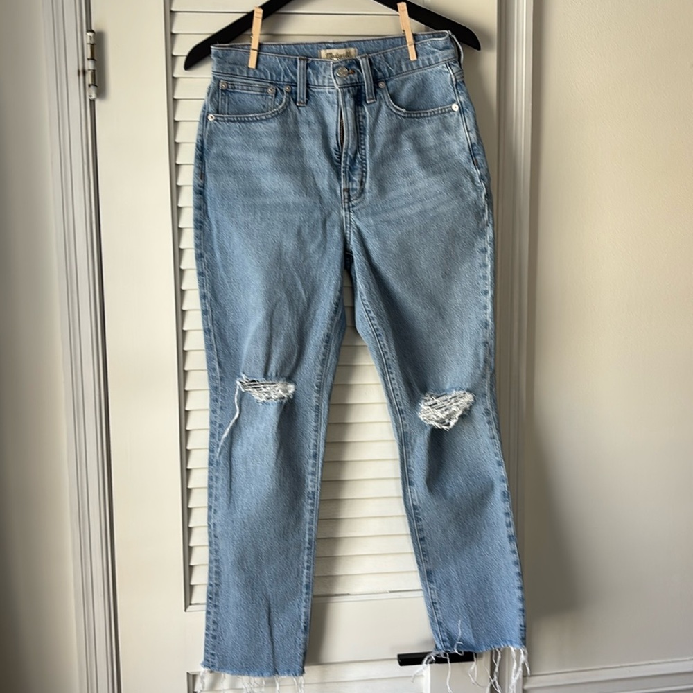 Madewell light wash distressed jeans